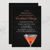 Elegant Dark Damask Housewarming Cocktail Party Kaart (Voorkant / Achterkant)