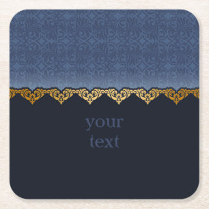 Elegant Dark Damask Patroon personaliseren Kartonnen Onderzetters