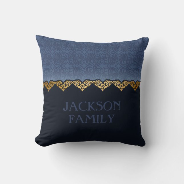 Elegant Dark Damask Patroon personaliseren Kussen (Voorkant)