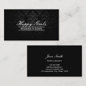 Elegant Dark Damask Wedding Planner Visitekaartjes (Voorkant / Achterkant)