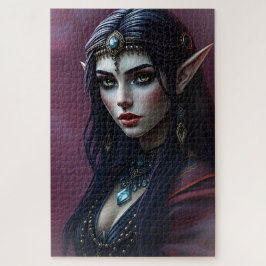 Elegant Dark Elf Portrait - Mystieke Fantasy Art Legpuzzel