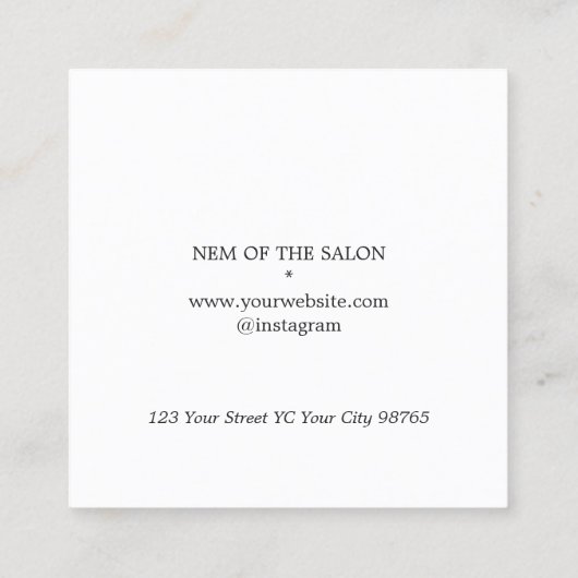 Elegant Dark Faux Gold Scissors Comb Haarstylist Vierkante Visitekaartje (Achterkant)