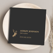 Elegant Dark Faux Gold Scissors Comb Haarstylist Vierkante Visitekaartje