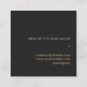 Elegant Dark Faux Gold Scissors Comb Haarstylist Vierkante Visitekaartje (Achterkant)