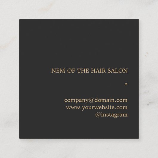 Elegant Dark Faux Gold Scissors Comb Haarstylist Vierkante Visitekaartje (Achterkant)