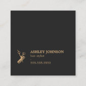 Elegant Dark Faux Gold Scissors Comb Haarstylist Vierkante Visitekaartje (Voorkant)