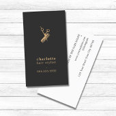 Elegant Dark Faux Gold Scissors Comb Haarstylist Visitekaartje