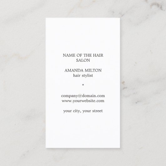 Elegant Dark Faux Gold Scissors Comb Haarstylist Visitekaartje (Achterkant)