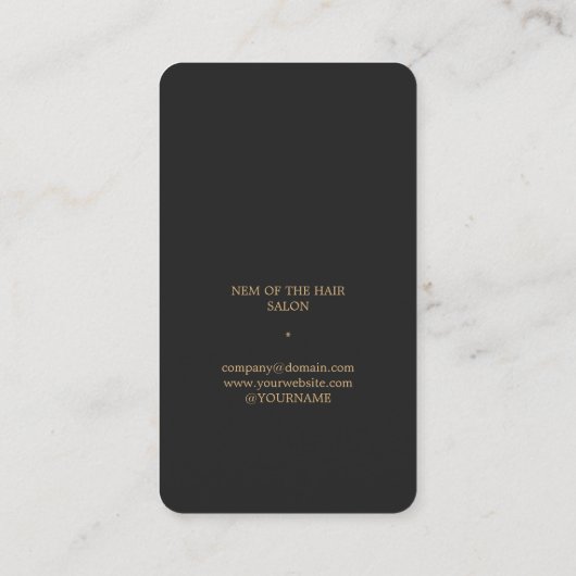 Elegant Dark Faux Gold Scissors Comb Haarstylist Visitekaartje (Achterkant)