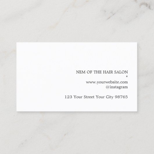 Elegant Dark Faux Gold Scissors Comb Haarstylist Visitekaartje (Achterkant)