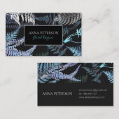 Elegant Dark Fern Leaves Botanical Visitekaartje (Voorkant / Achterkant)
