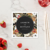 Elegant Dark Floral Botanical Berry Black Wedding Servet (Insitu)