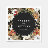 Elegant Dark Floral Botanical Berry Black Wedding Servet (Voorkant)