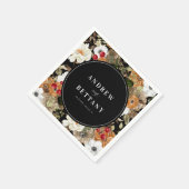 Elegant Dark Floral Botanical Berry Black Wedding Servet (Hoek)