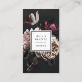 Elegant Dark Floral Bouquet | Verticaal Visitekaartje (Voorkant)