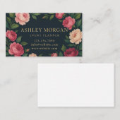 Elegant Dark Floral Business Card with Roses  Visitekaartje (Voorkant / Achterkant)