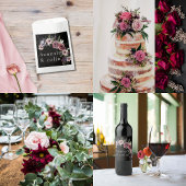 Elegant Dark Floral Cascade Black Burgundy Kaart