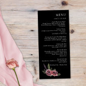 Elegant Dark Floral Cascade Black Burgundy Menu