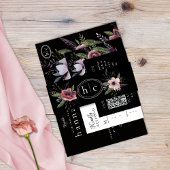 Elegant Dark Floral Cascade Black Burgundy Uitnodigingen Wikkel