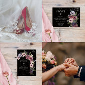 Elegant Dark Floral Cascade Black Burgundy Vierkante Sticker