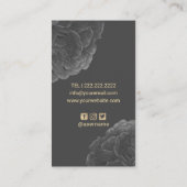 Elegant Dark Floral Gold Monogram Logo Hair Makeup Visitekaartje (Achterkant)