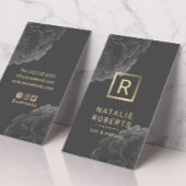 Elegant Dark Floral Gold Monogram Logo Hair Makeup Visitekaartje