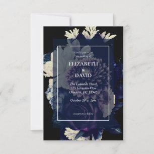 Elegant Dark Floral Gothic Wedding Kaart