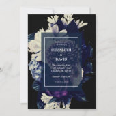 Elegant Dark Floral Gothic Wedding Kaart (Voorkant)