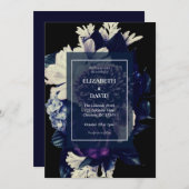 Elegant Dark Floral Gothic Wedding Kaart (Voorkant / Achterkant)