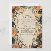 Elegant Dark Floral Halloween feest Kaart (Voorkant)