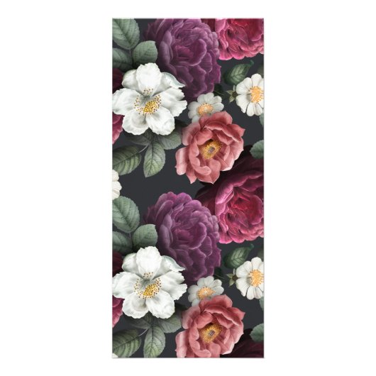 Elegant Dark Floral Logo | Prijsstelling Reclamekaart (Achterkant)
