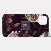Elegant Dark Floral Monogram Case-Mate iPhone Case (Achterkant (horizontaal))