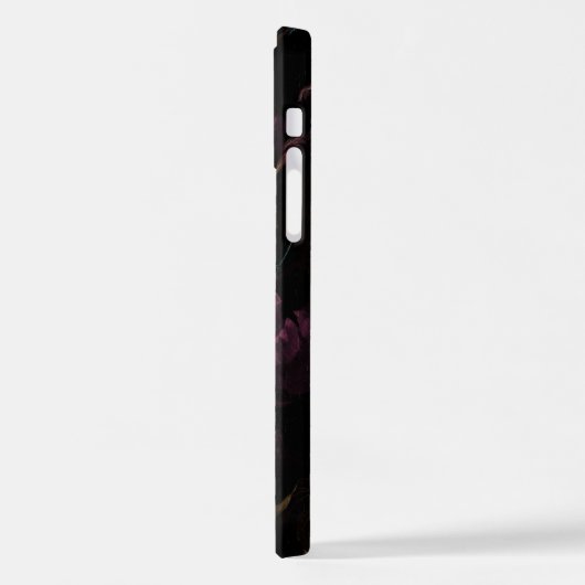 Elegant Dark Floral Monogram Script Name iPhone Hoesje (Linkerkant)