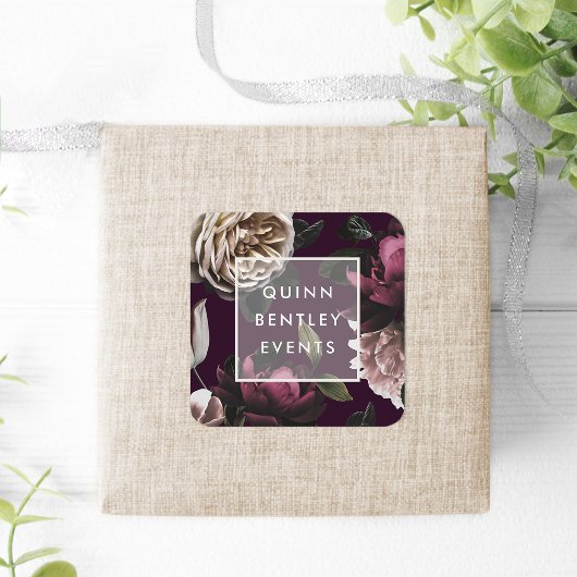 Elegant Dark Floral op maat Vierkante Sticker