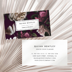 Elegant Dark Floral op Plum Visitekaartje