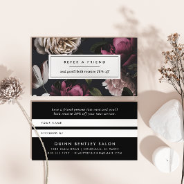 Elegant Dark Floral op zwart Aanbevelingskaartje
