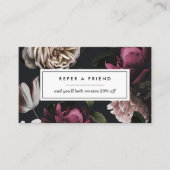 Elegant Dark Floral op zwart Aanbevelingskaartje (Voorkant)