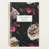 Elegant Dark Floral op zwart | Gepersonaliseerd Planner (Voorkant)
