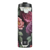 Elegant Dark Floral op zwart | Monogram Tumbler Thermosbeker (Voorkant)