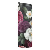 Elegant Dark Floral op zwart | Monogram Tumbler Thermosbeker (Geroteerd rechts)