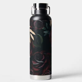 Elegant Dark Floral op zwart | Monogram Tumbler Waterfles