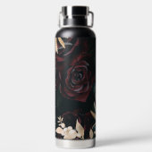 Elegant Dark Floral op zwart | Monogram Tumbler Waterfles (Achterkant)