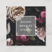 Elegant Dark Floral op zwart | Vierkante Visitekaartje (Voorkant)