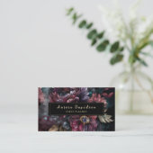 Elegant Dark Floral op zwart Visitekaartje (Staand voorkant)