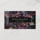 Elegant Dark Floral op zwart Visitekaartje (Voorkant)