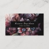 Elegant Dark Floral op zwart Visitekaartje (Voorkant)