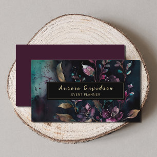 Elegant Dark Floral op zwart Visitekaartje