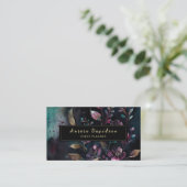 Elegant Dark Floral op zwart Visitekaartje (Staand voorkant)