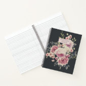 Elegant Dark Floral over Black Personalized Journa Notitieboek (Binnen)