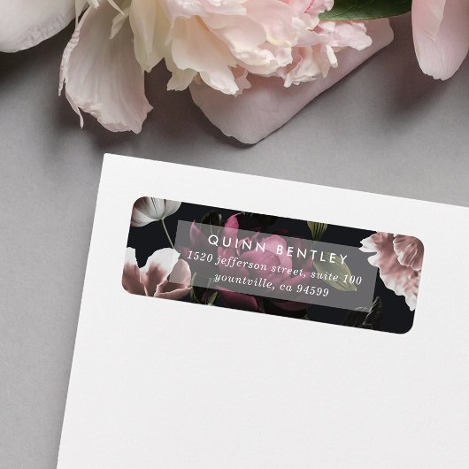 Elegant Dark Floral Return-adres Etiket